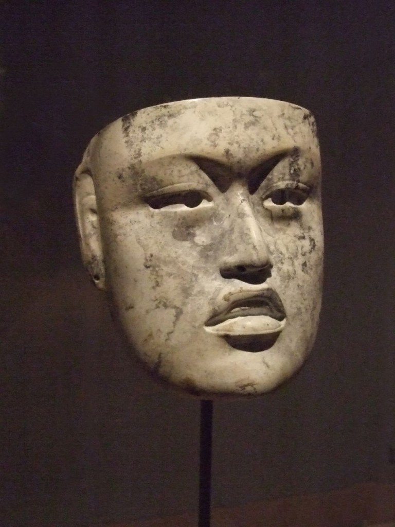 A mask of jadeite from the Olmec civilization of the Gulf coast, Mesoamerica, 900-500 BCE. Provenance: Rio Pesquero, Mexico. (Dallas Museum of Art)