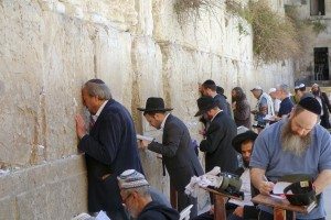 Devout Jews worship at the Western Wall in Jerusalem — all that is left of the Second Temple destroyed by the Romans in A.D. 70. (photo: Rick Steves)
