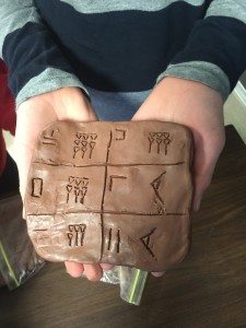Cuneiform tablet made by a sixth grader in my class.