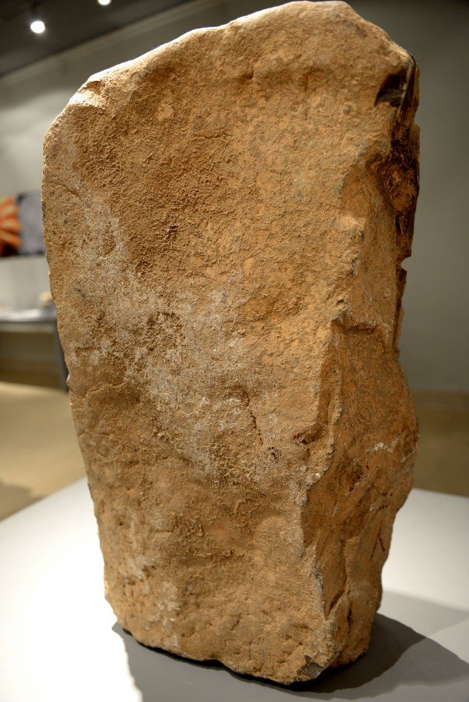 The left/posterior aspect of the stela. The stela might be dragged on this side; note the dragging marks March 30, 2015. 