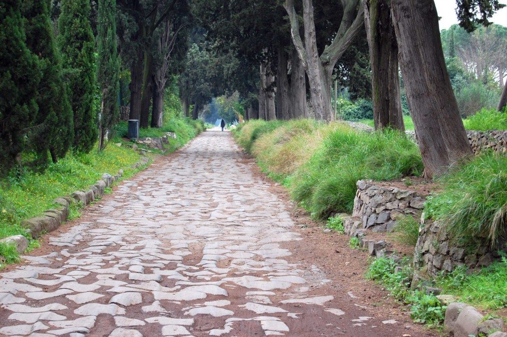 The ancient paving blocks of the Appian Way can be seen in a park just outside of central Rome. (photo: Rick Steves)