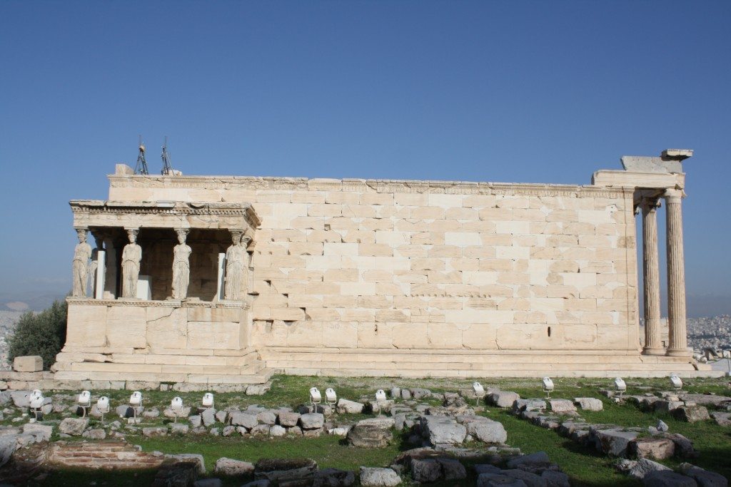The south side of the Erechtheion with the porch of the caryatids.