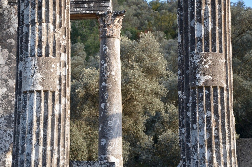 Inscriptions on the flutted columns of the Temple of Zeus Lepsynus celebrating the donors who financially supported the contruction of the temple.