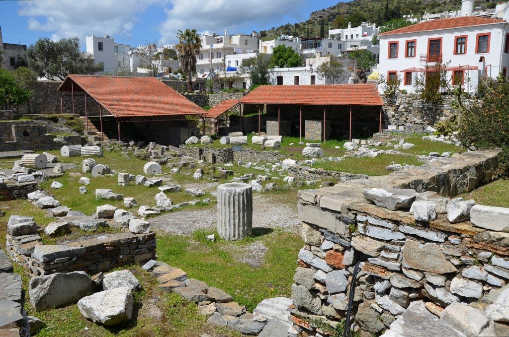 The ruins of the Mausoleum of Halicarnassus, constructed for King Mausolus during the mid-4th century BC at Halicarnassus in Caria.