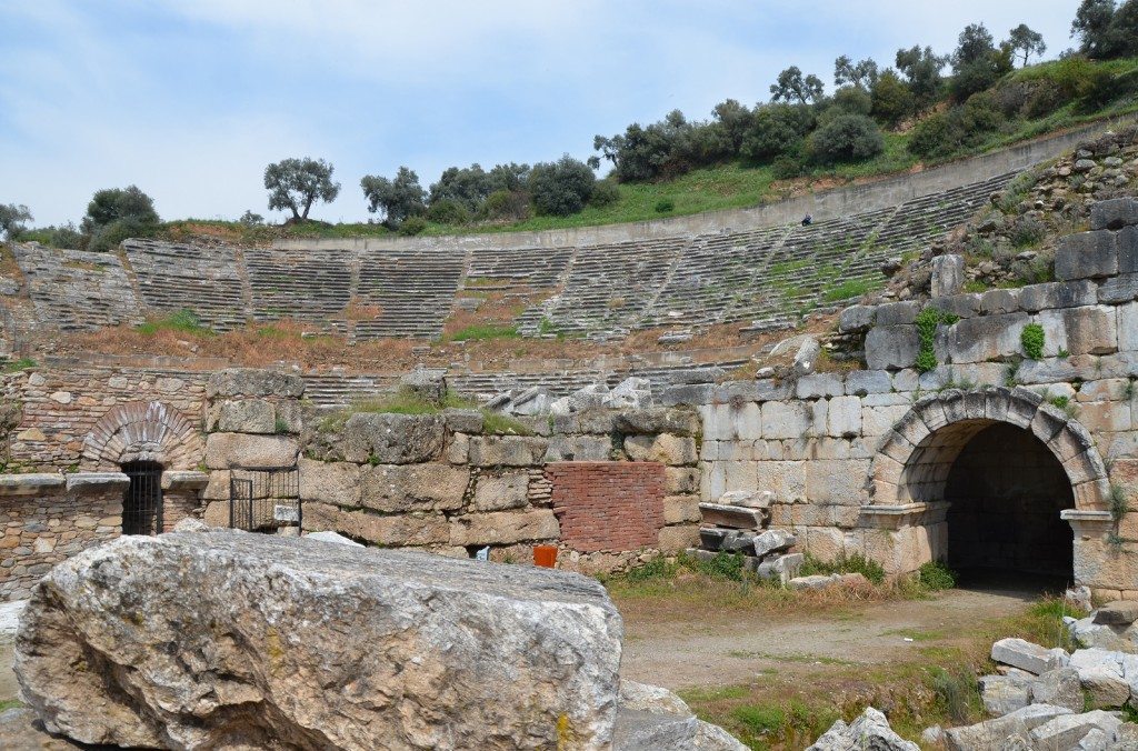The theatre of Nysa, first built in the Late Hellenistic period but the current architectural features date to the 2nd century AD.