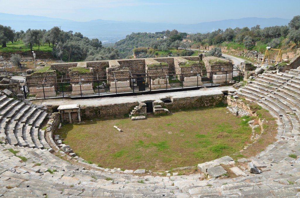 The theatre of Nysa, first built in the Late Hellenistic period but the current architectural features date to the 2nd century AD.