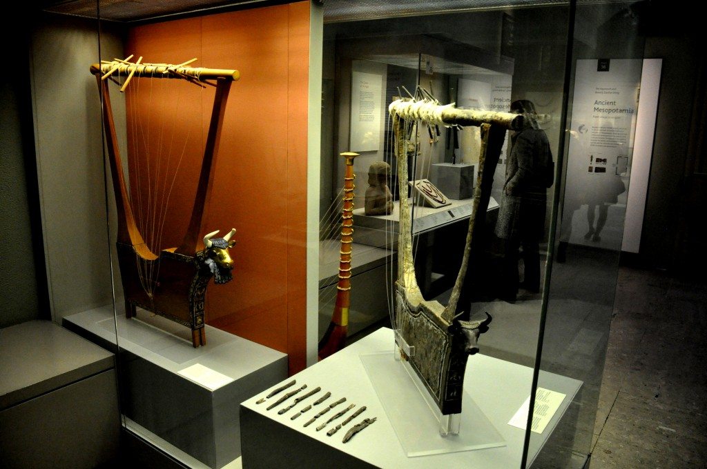These lyres were found in queen Pu-Abi's grave, inside the "Great Death-Pit", one of the graves in the Royal Cemetery at Ur. From Ur, southern , Iraq. Early dynastic period, 2600-2400 BCE. The British Museum, London. Photo © Osama Shukir Muhammed Amin