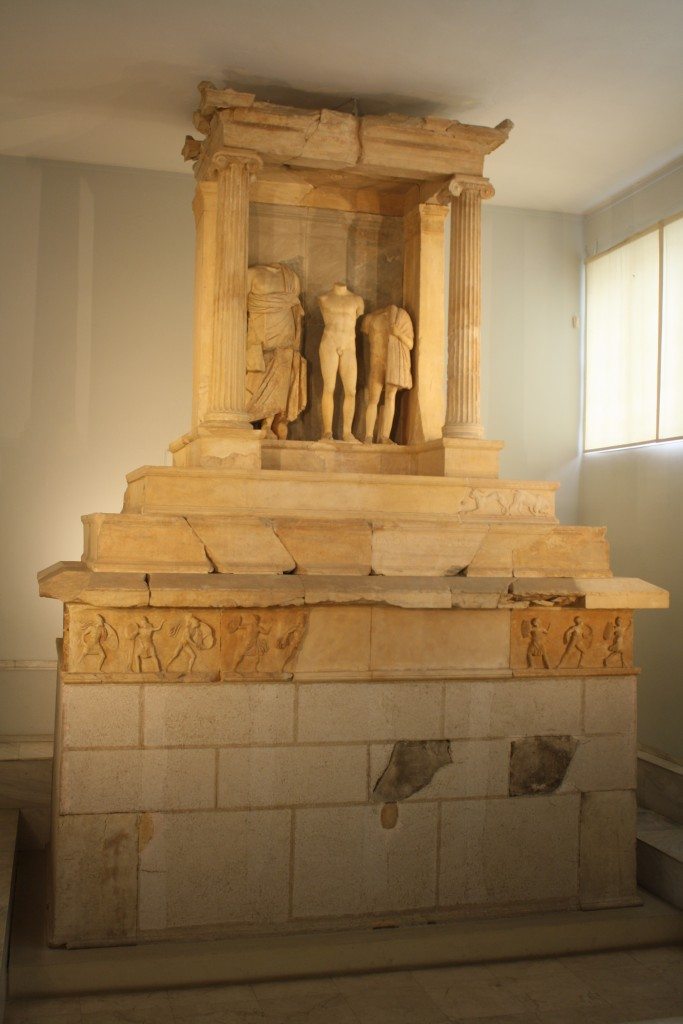 The Monument of Kallithea, a funerary monument of Nikeratos and his son Polyxenos, 4th century BCE.. 