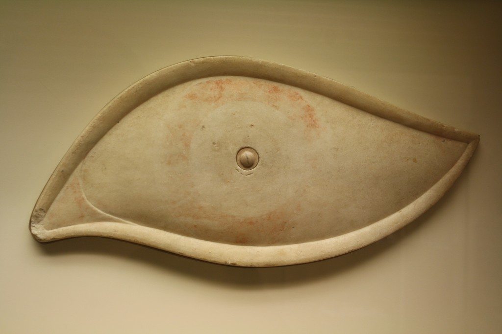 A marble eye from the prow of a Greek trireme.
