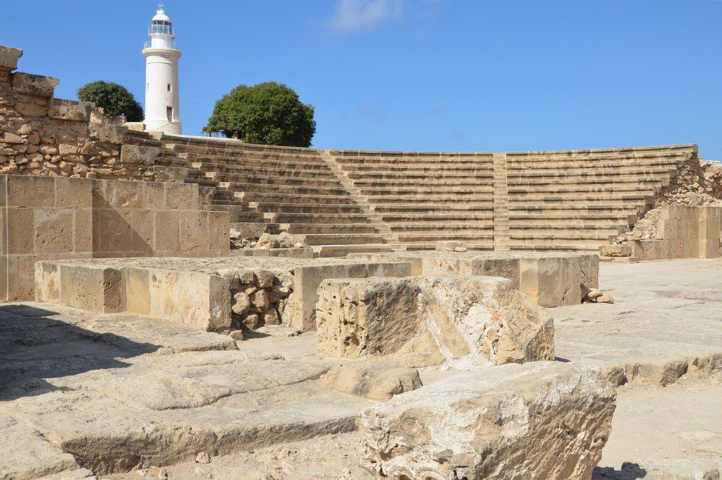 The Odeon located in the northeastern part of the ancient city. Built in the 2nd century AD, it held approximately 1,200 spectators, Paphos Archaeological Park