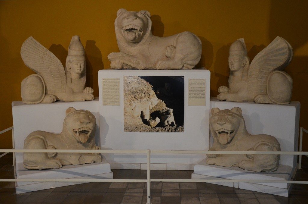 Small lion, part of the unique archaic sculptures found in situ in the necropolis of Talmassos, one oversize lion, two lions of smaller dimensions and two sphinxes, 6th century AD, Cypro-Archaic II period, Cyprus Museum, Nicosia