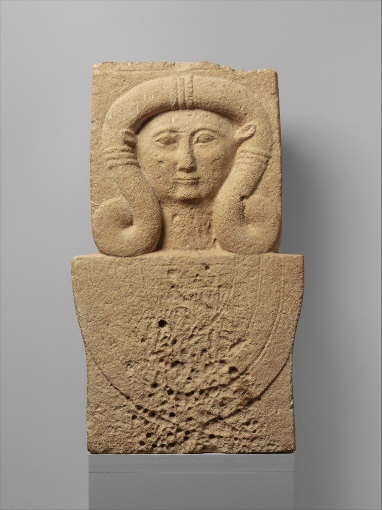 Limestone stele (shaft) with the head of Hathor, 2nd quarter of the 6th century B.C., Cypriot The Metropolitan Museum of Art, New York http://www.metmuseum.org/collection/the-collection-online/search/242027 