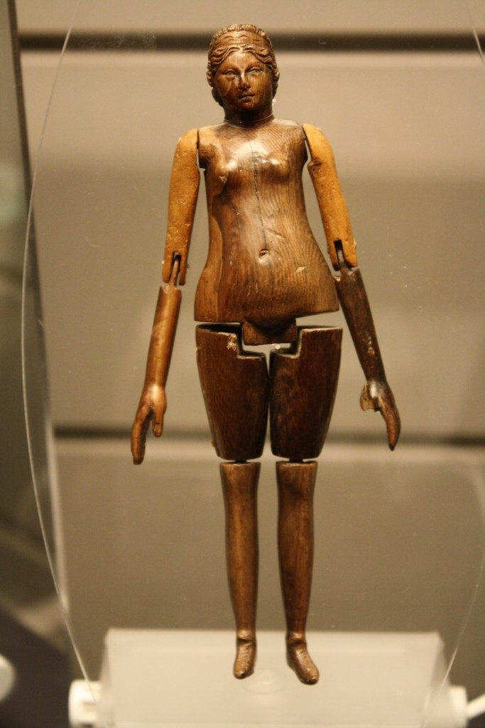 A Roman ivory doll from the mid-2nd century CE. From the 'Grottarossa Mummy' sarchophagus, Rome. (Palazzo Massimo, Rome)