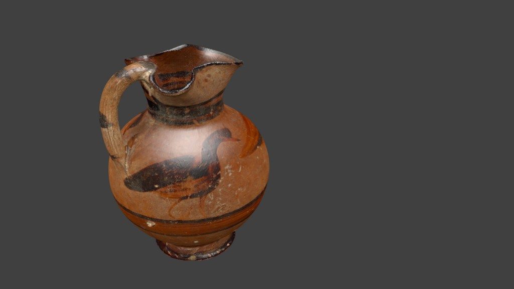 A 3D model of an East Greek wine jug made via 3D scanning. Image © Ure Museum.
