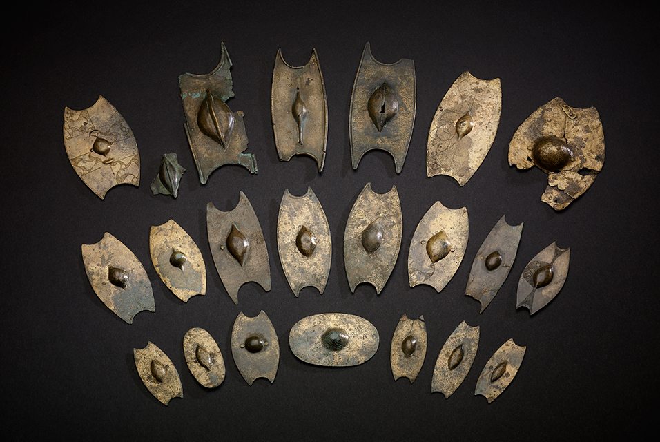 A collection of miniature shields from the Salisbury Hoard, one of the major British hoards. Image © Trustees of the British Museum. 