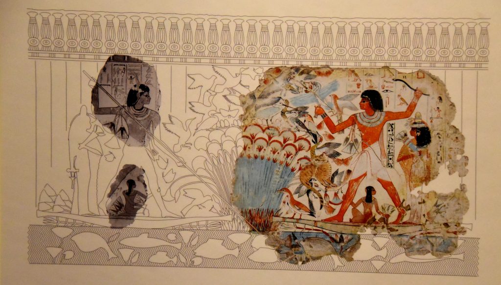 Reconstruction of this wall scene. Drawing by C. Thorne and R. B. Parkinson. Photgraphs of other fragments courtesy of the Association of Egyptologique Riene Elizabeth, Brussels. The British Museum London. Photographed by and © Osama S. M. Amin. 