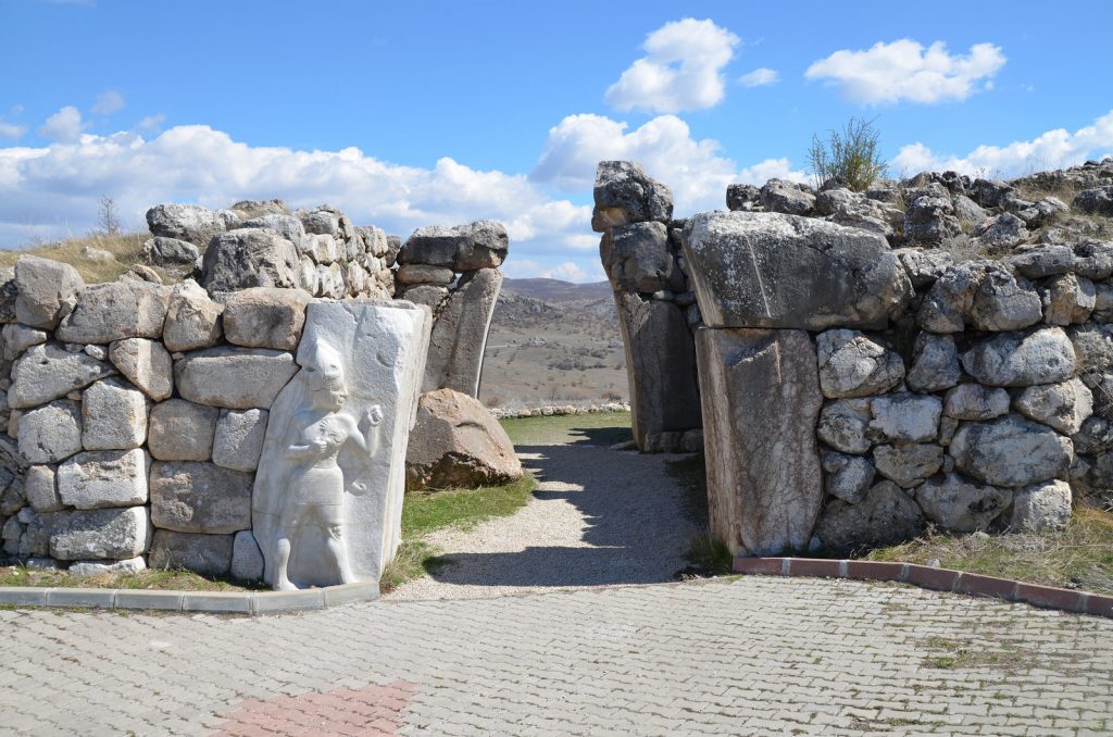The King’s Gate situated at the southeast of the city fortifications with a sculpture of the God of War in high relief measuring 2.25m in height. The original Hittite relief can be seen today in the Museum of Ancient Civilizations in Ankara.