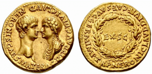 Coin from 54 CE depicting Nero and Agrippina as equals Image © Classical Numismatic Group, Inc. CC-BY-SA-3.0 or CC BY-SA 2.5 via Wikimedia Commons.